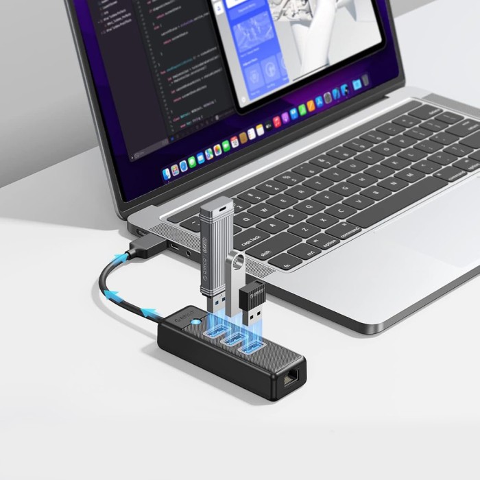 Orico PW3UR25-U3 USB Hub 4-Port 3x USB-A 3.0 1x RJ45 2.5G Ethernet 1 m - Black
