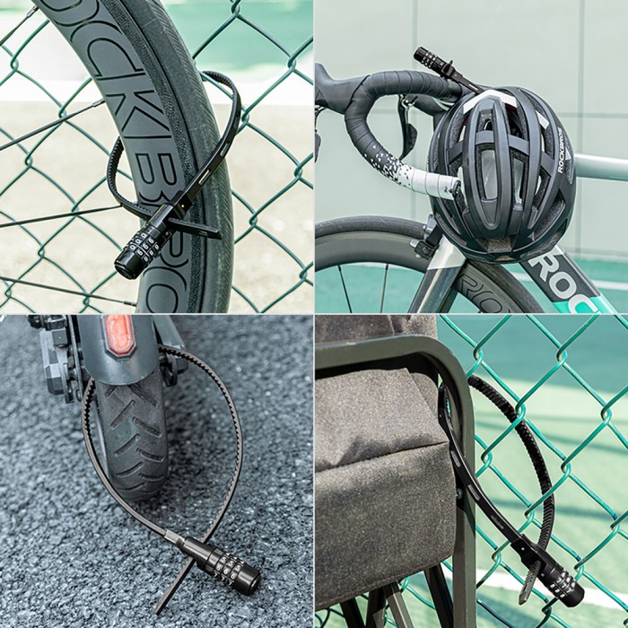 Rockbros 3240001001 bicycle lock for 0.5 m combination - black