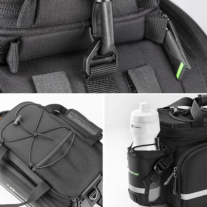 Rockbros A6-03BK bicycle bag for trunk 35 l with fold-out pockets - black