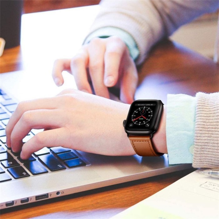 Tech-Protect LeatherFit Strap for Apple Watch 4 / 5 / 6 / 7 / 8 / 9 / SE / Ultra 1 / 2 (42/44/45/49 mm) - Brown
