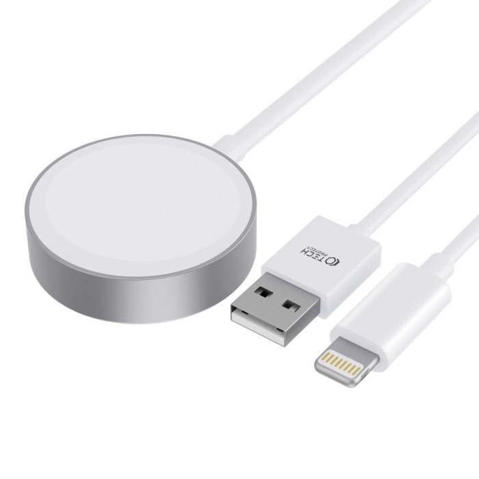 Tech-Protect UltraBoost 2in1 Magnetic Charger with USB-C / Lightning Cables for Apple Watch 1.5m - White