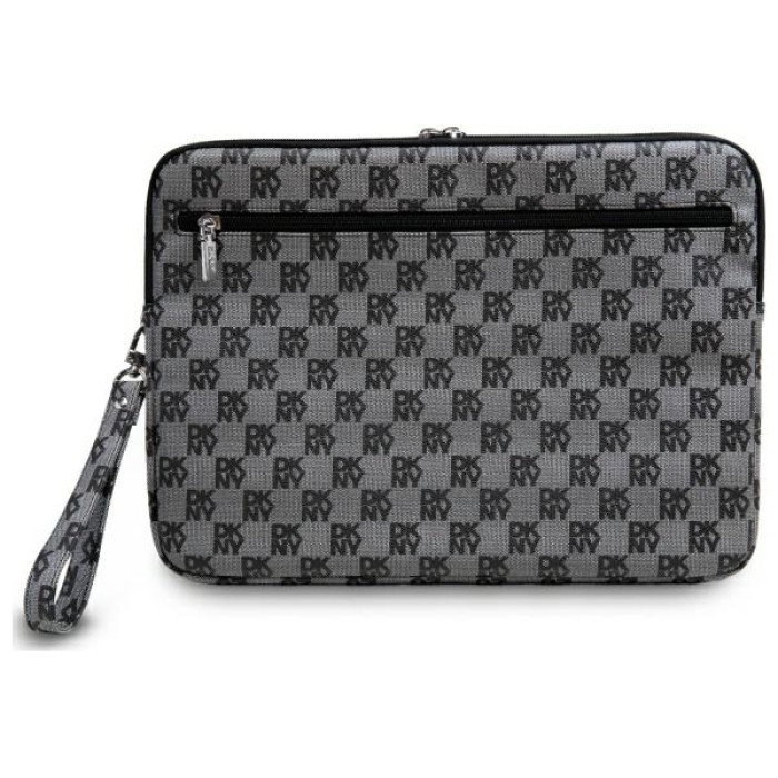 DKNY Sleeve Checkered Pattern Printed Stripes 16" Laptop Case - Black