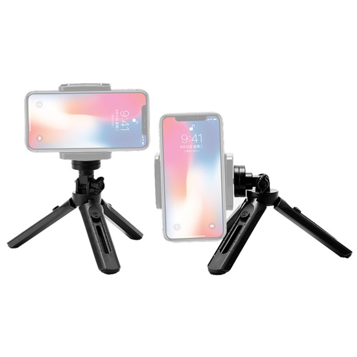 Mini tripod selfie stick holder for phone camera GoPro 16 - 21 cm black