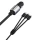 Dudao 3in1 USB Car Charger 3.4A Built-in Lightning / USB Type C / Micro USB Cable Black (R5ProN Black)