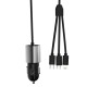 Dudao 3in1 USB Car Charger 3.4A Built-in Lightning / USB Type C / Micro USB Cable Black (R5ProN Black)