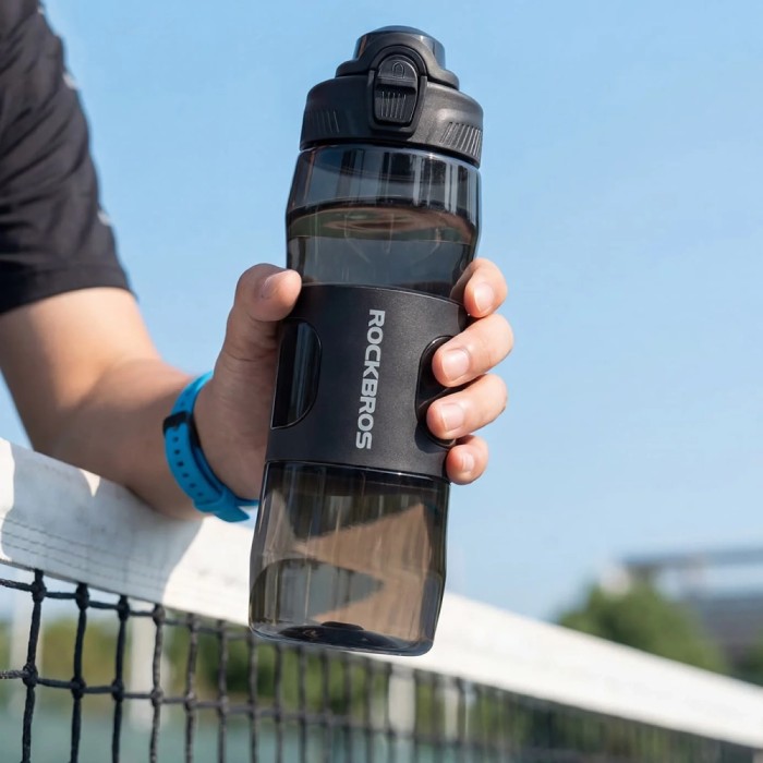 Rockbros S550H-1 700 ml Thermal Bottle with Magnetic Holder and Mounting Strap - Black