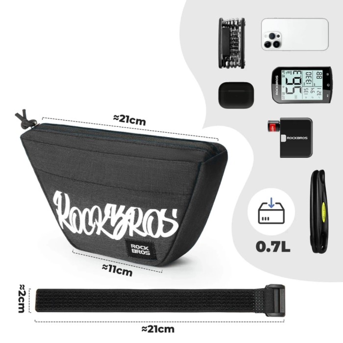 Rockbros G011 Flash Journey trapezoidal handlebar bike bag 0.7 l - black