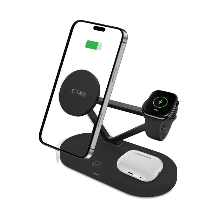 Tech-Protect QI15W-A41 3in1 Wireless Charger with MagSafe for Apple Devices - Black