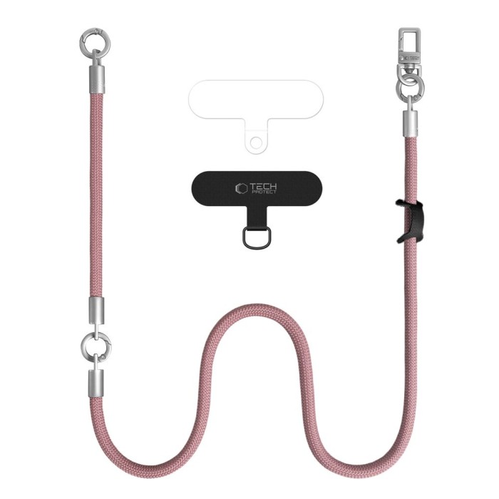 Tech-Protect C10S Crossbody Phone Lanyard (114 cm) + Wrist Strap (31 cm) - Pink Titanium