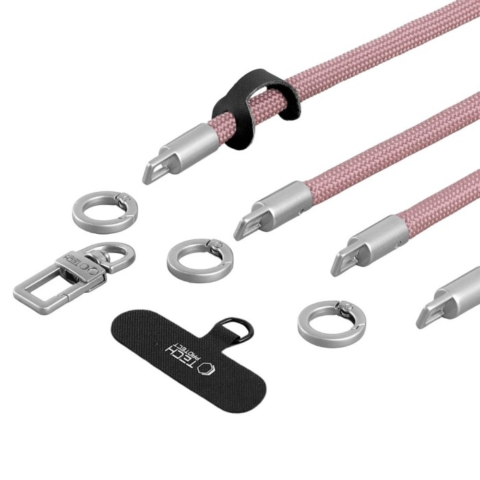 Tech-Protect C10S Crossbody Phone Lanyard (114 cm) + Wrist Strap (31 cm) - Pink Titanium