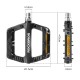 Rockbros BP2501 Reflective Nylon Bicycle Pedals - Black