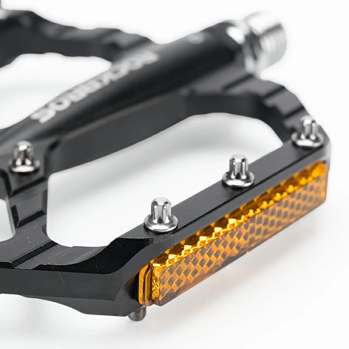 Rockbros C700 Reflective Aluminum Platform Bicycle Pedals - Black