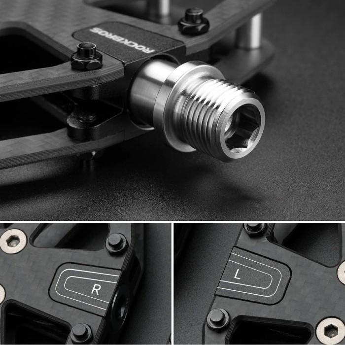 Rockbros C525 Carbon Fiber Platform Bike Pedals - Black