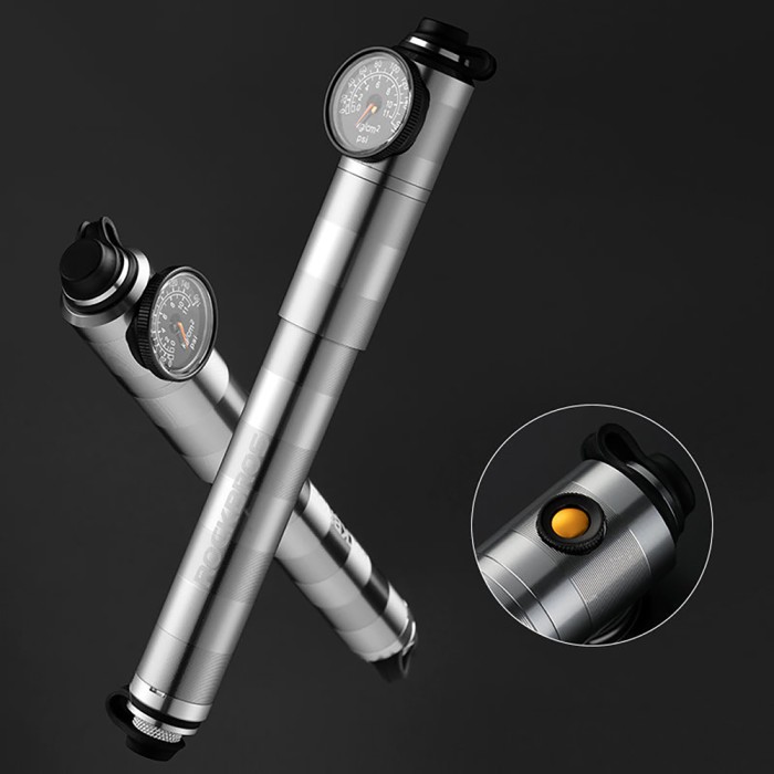 Rockbros HQ-67A-L03 Bicycle Pump with Pressure Gauge - Silver