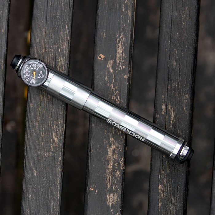 Rockbros HQ-67A-L03 Bicycle Pump with Pressure Gauge - Silver