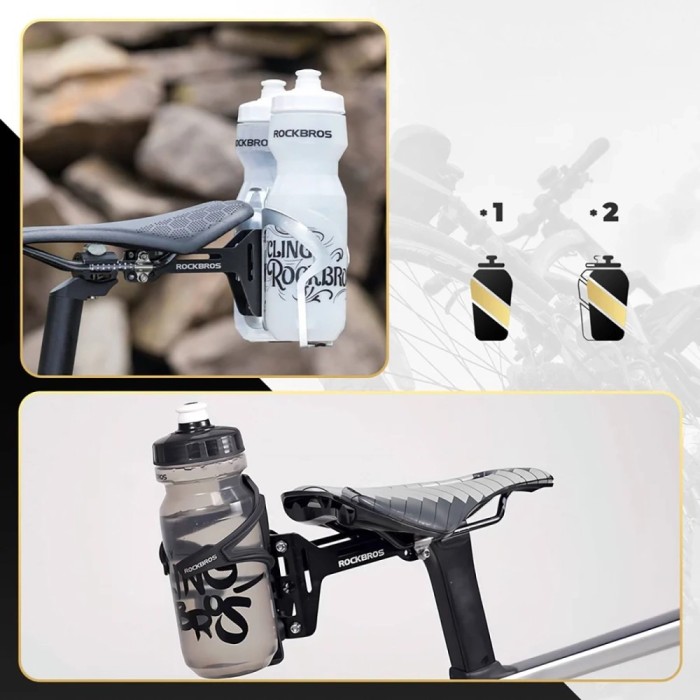 Rockbros 31210003001 Bottle Cage Adapter for Aluminum Saddle - Black