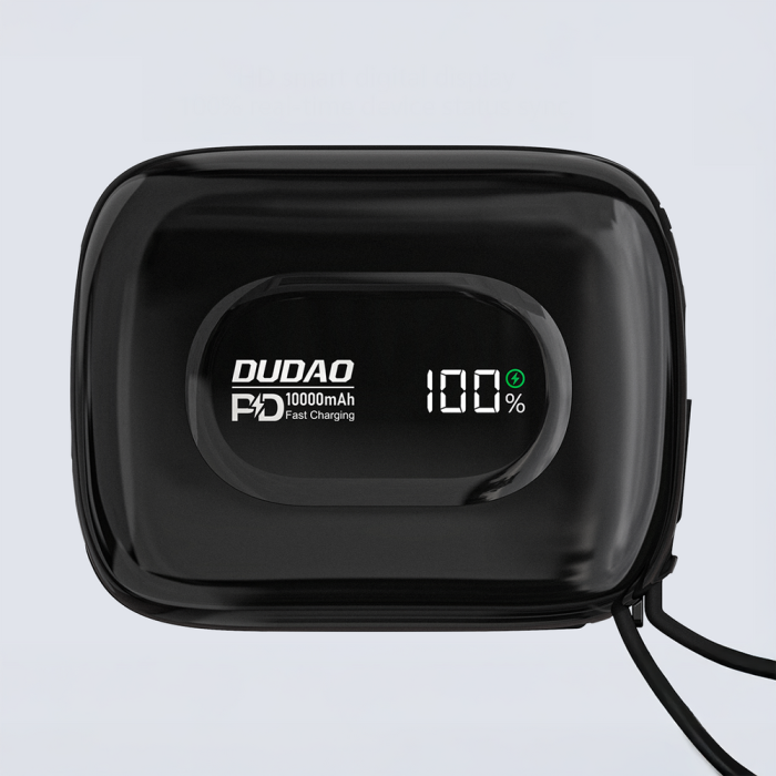 Dudao K32 Powerbank 22.5W 10000 mAh with Built-in USB-C/ Lightning Cable - Black