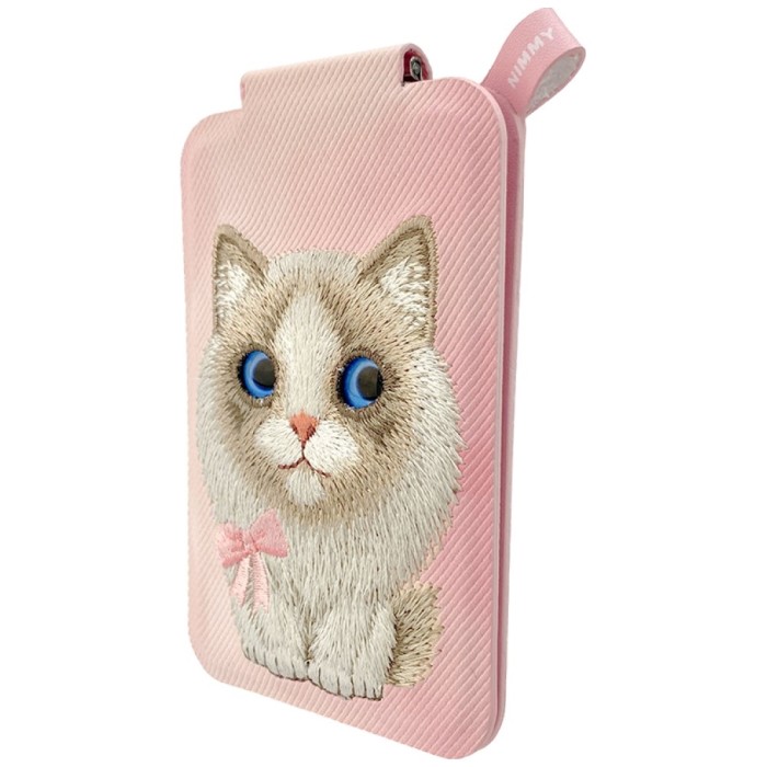 Nimmy New Big-Eye Cute Pets 2.0 Cat Magnetic Wallet with Phone Stand - Pink