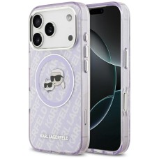 Karl Lagerfeld IML Glitter Karl &amp;amp; Choupette Heads Logo MagSafe Case for iPhone 17 Pro - Purple