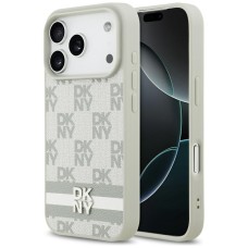 DKNY Checkered with Printed Stripes iPhone 17 Pro Case - Beige