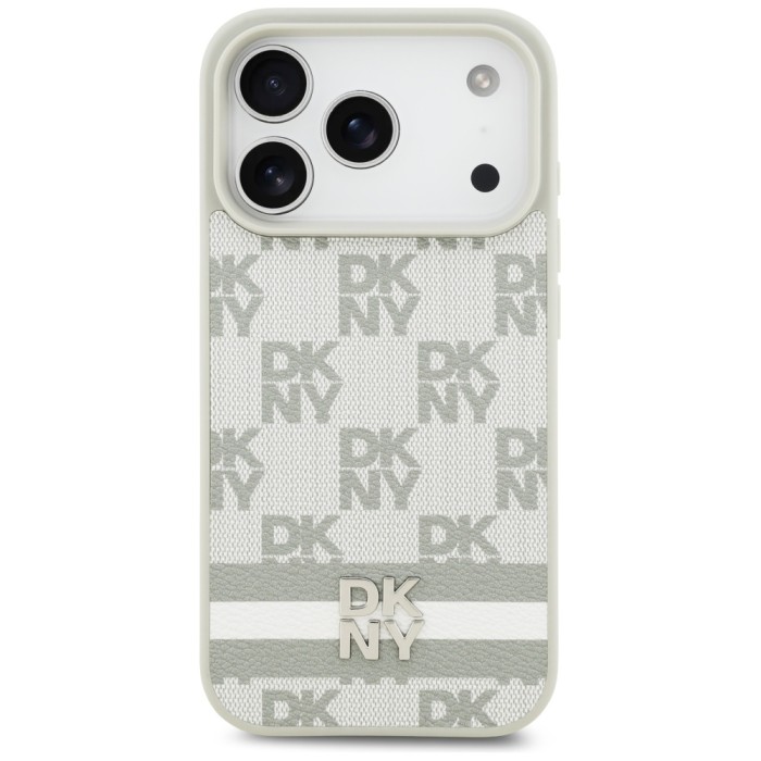 DKNY Checkered with Printed Stripes iPhone 17 Pro Case - Beige