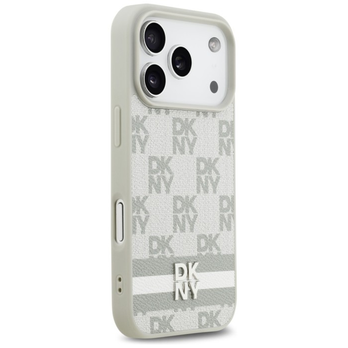 DKNY Checkered with Printed Stripes iPhone 17 Pro Case - Beige