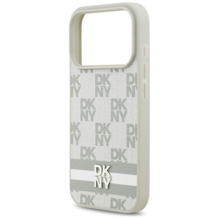 DKNY Checkered with Printed Stripes iPhone 17 Pro Case - Beige