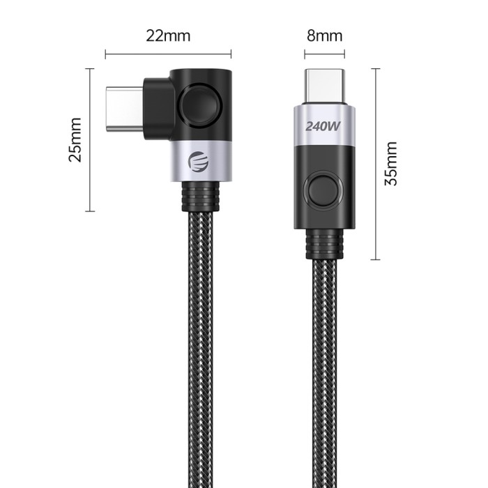Orico CW240 USB-C to USB-C PD 240W 2m Angled Cable - Black