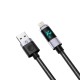 Orico LDA2L USB-A to Lightning Cable 12W with LED Display 0.5m - Black and Silver