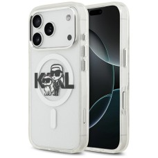 Karl Lagerfeld IML Glitter Karl &amp;amp; Choupette Sketch Logo MagSafe Case for iPhone 17 Pro - Clear