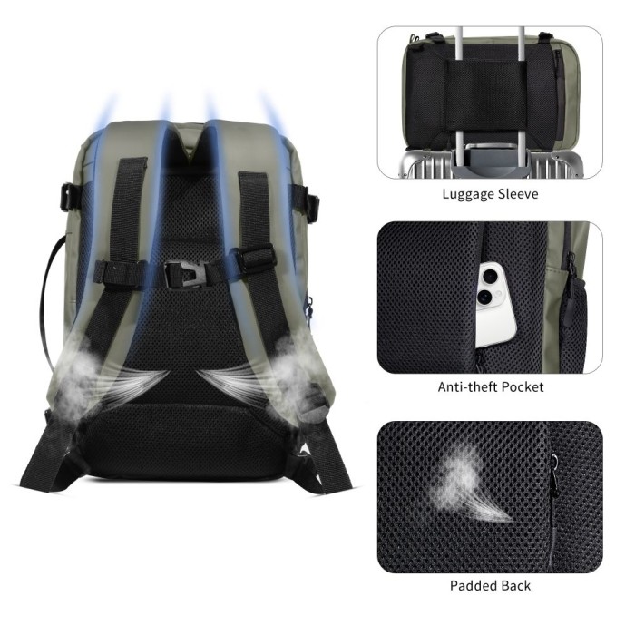 Tech-Protect Defender S50 Backpack for Ryanair &amp;amp; Wizzar, 20L Laptop - Olive