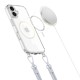 Tech-Protect Flexair Chain MagSafe Case for iPhone 16 - Clear + 2 Lanyards (Pink and Gray)