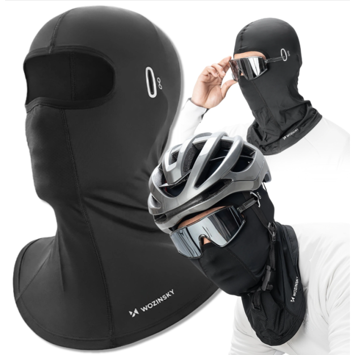 Wozinsky WKM-02B Balaclava Face Mask Motorcycle Bicycle Balaclava with Glasses Holes - Black