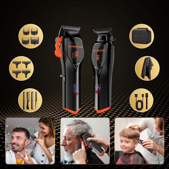 MAXGROOM WF-3908 multifunctional hair clipper with trimmer - black