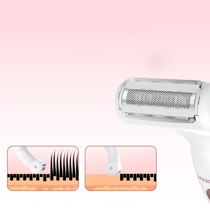MAXGROOM ZC-T18 multifunctional women&amp;#39;s trimmer with replaceable tips - white and pink