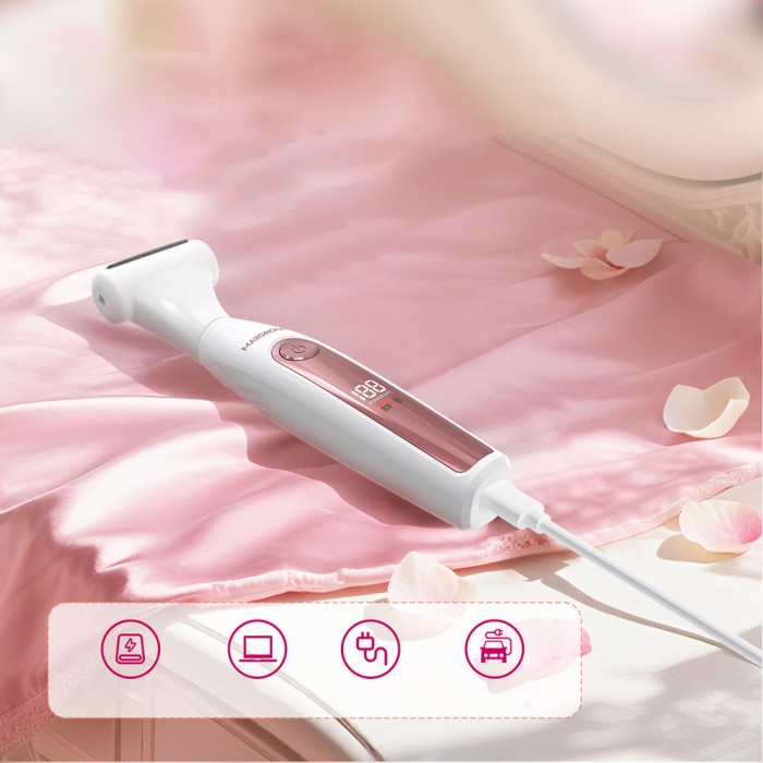 MAXGROOM ZC-T18 multifunctional women&amp;#39;s trimmer with replaceable tips - white and pink