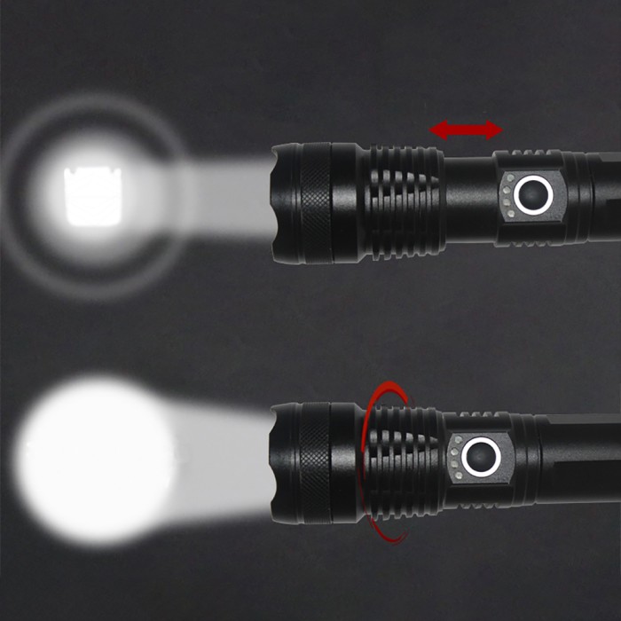 Wozinsky WLT-15W 15W 1500lm CREE IP65 Tactical Flashlight with Adjustable Beam - Black