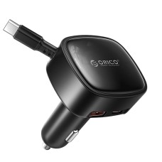 Orico FC-66-1A2C 66W Car Charger with Built-in Retractable USB-C Cable - Black