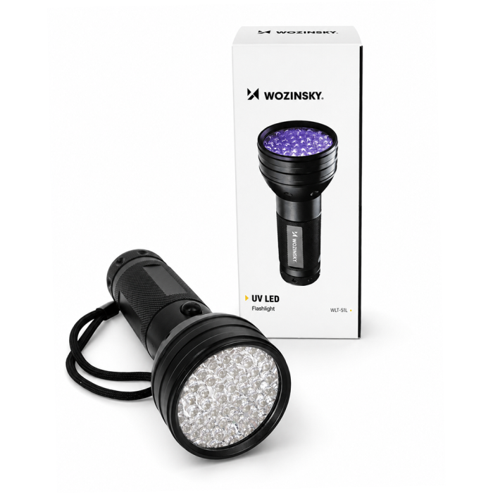 Wozinsky IP65 UV Flashlight for Track Detection 51 LEDs - Black