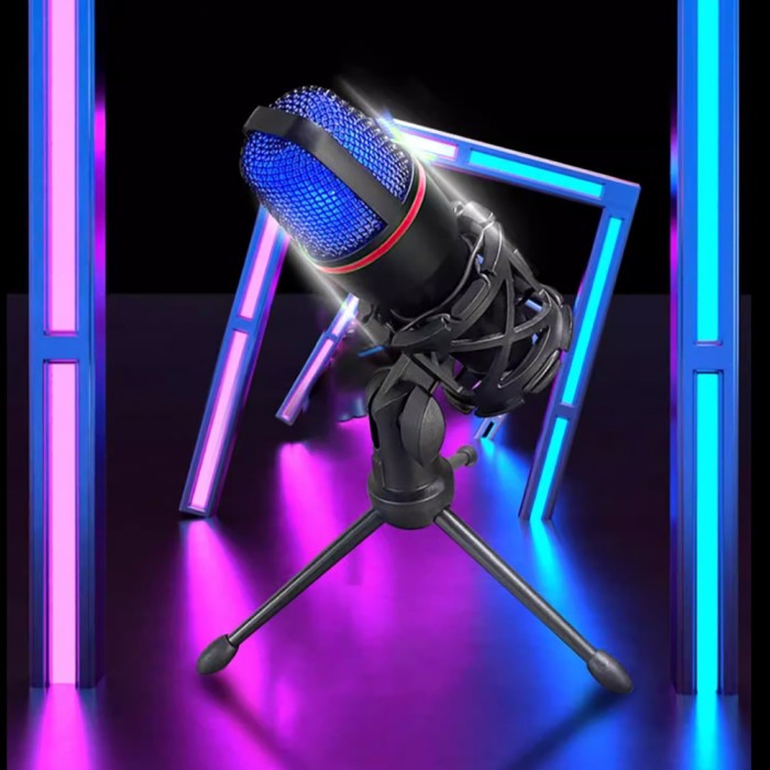 Wozinsky WM-W111 wired studio gaming microphone on a stand with RGB backlight - black