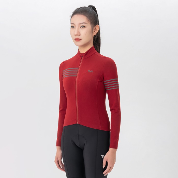 Rockbros YPW065 TVI Women&amp;#39;s Long Sleeve Cycling Jersey Fall/Winter L - Red