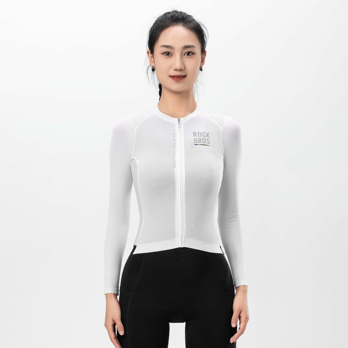 Rockbros 15110012004 ROAD TO SKY Women's Cycling Jersey, Long Sleeve, M - White