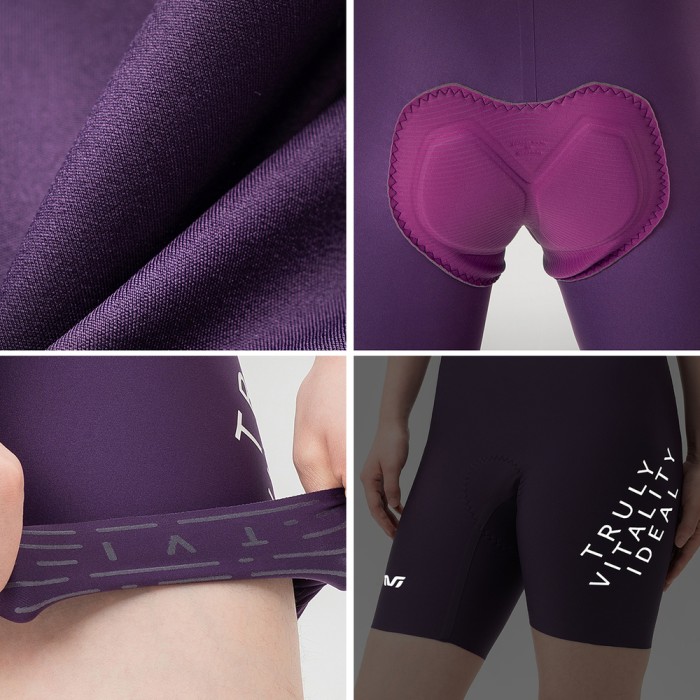 Rockbros YDDK017-1 TVI Women&amp;#39;s Cycling Shorts with Bib and Pad Size S - Purple