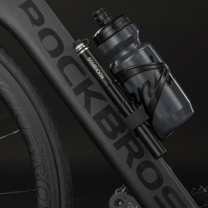 Rockbros JG-PB-004 lightweight bicycle pump with pressure gauge - black