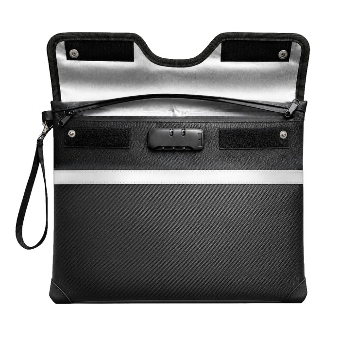 Fireproof RFID bag OTN-38 for documents with combination lock 37.5 x 29.5 cm - black