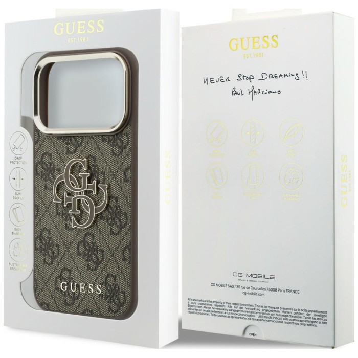 Guess 4G &amp;amp; Big Resin Logo Case for iPhone 17 Pro / 18 Pro - Brown