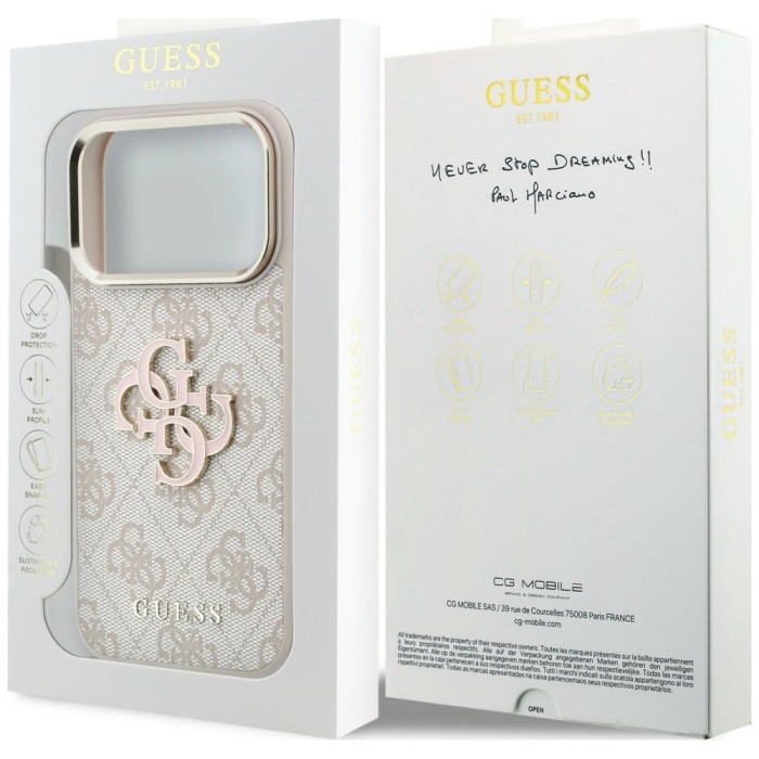 Guess 4G &amp;amp; Big Resin Logo Case for iPhone 17 Pro / 18 Pro - Pink