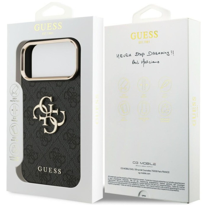 Guess 4G Big 4G Classic Logo Case for iPhone 17 Pro Max / 18 Pro Max - Black and Gold