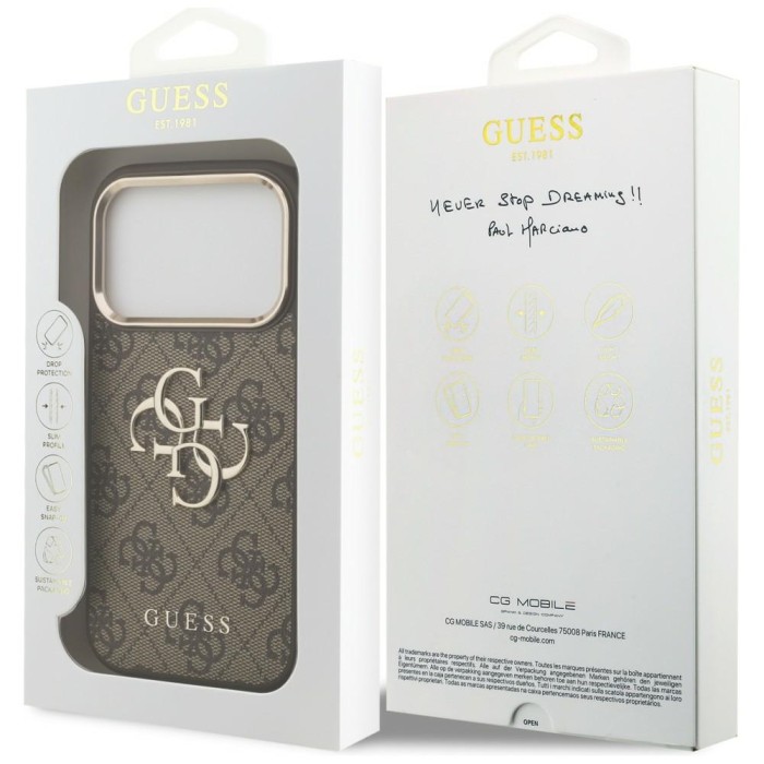 Guess 4G Big 4G Classic Logo Case for iPhone 17 Pro / 18 Pro - Brown and Gold