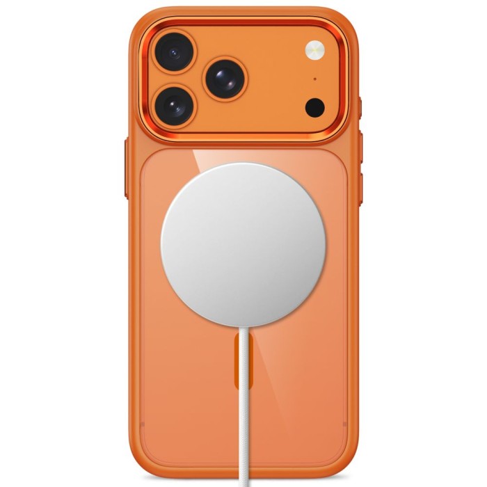 Tech-Protect Magmat Magsafe CC Case for iPhone 17 Pro Max / 18 Pro Max - Orange-Transparent